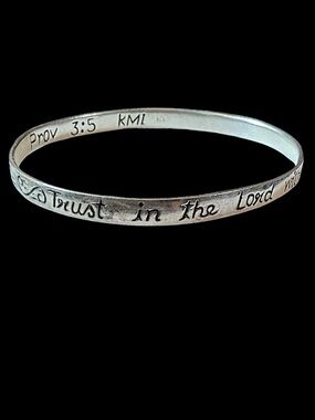 Vintage Sterling Silver Proverbs 3:5 Etched Bangle Bracelet